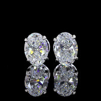 14K White Gold Oval Cut Lab Diamond Stud Earrings - 1.45 Carat Total Weight (0.73 Carat Each) with E-F Color VS Clarity - Covaloro Fine Jewelry