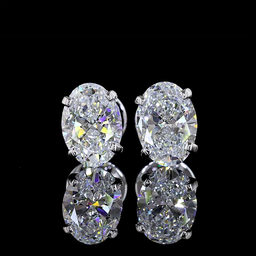 14K White Gold Oval Cut Lab Diamond Stud Earrings - 1.45 Carat Total Weight (0.73 Carat Each) with E-F Color VS Clarity - Covaloro Fine Jewelry