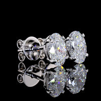 14K White Gold Oval Cut Lab Diamond Stud Earrings - 1.45 Carat Total Weight (0.73 Carat Each) with E-F Color VS Clarity - Covaloro Fine Jewelry