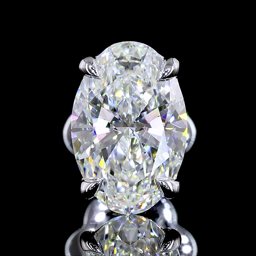 14K White Gold Oval Cut Lab Diamond Stud Earrings - 2.55 Carat Total Weight with Prong Setting and VVS2 Clarity - Covaloro Fine Jewelry