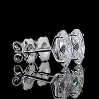 14K White Gold Oval Cut Lab Diamond Stud Earrings - 3.02 Carat Total Weight with E-F VS1 Diamonds and North-South Prong Setting - Covaloro Fine Jewelry