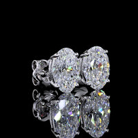 14K White Gold Oval Cut Lab Diamond Stud Earrings - 3.40 Carat Total Weight, D VS1 Clarity, Prong Set with GIA Certificates - Covaloro Fine Jewelry