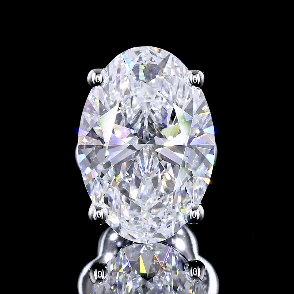 14K White Gold Oval Cut Lab Diamond Stud Earrings - 3.40 Carat Total Weight, D VS1 Clarity, Prong Set with GIA Certificates - Covaloro Fine Jewelry