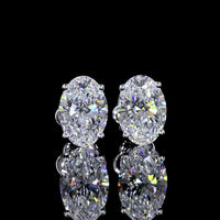 14K White Gold Oval Cut Lab Diamond Stud Earrings - 3.40 Carat Total Weight, D VS1 Clarity, Prong Set with GIA Certificates - Covaloro Fine Jewelry