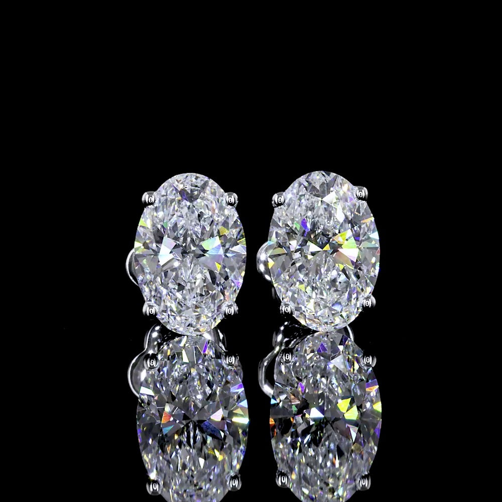 14K White Gold Oval Cut Lab Diamond Stud Earrings - 3.40 Carat Total Weight, D VS1 Clarity, Prong Set with GIA Certificates - Covaloro Fine Jewelry