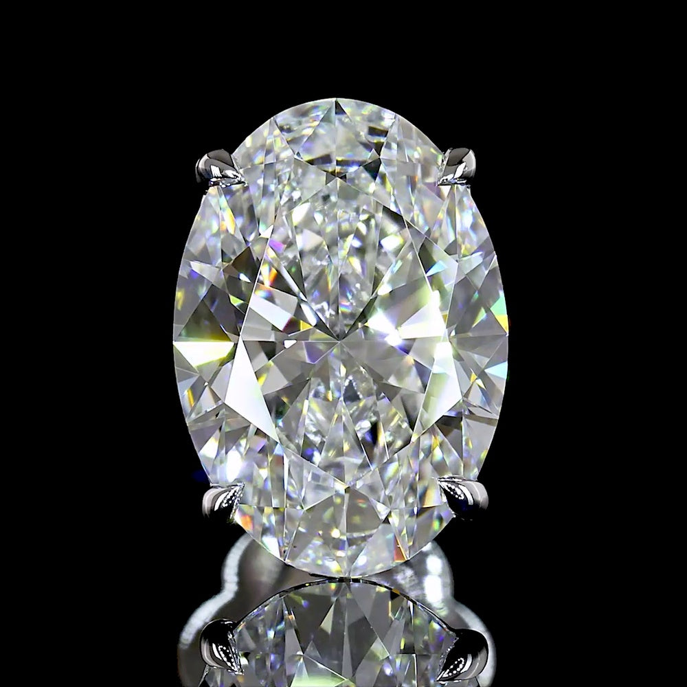 14K White Gold Oval Cut Lab Diamond Stud Earrings - 4.12 Carats Total Diamond Weight, E-F Color VS1 Clarity with North-South Prong Setting - Covaloro Fine Jewelry
