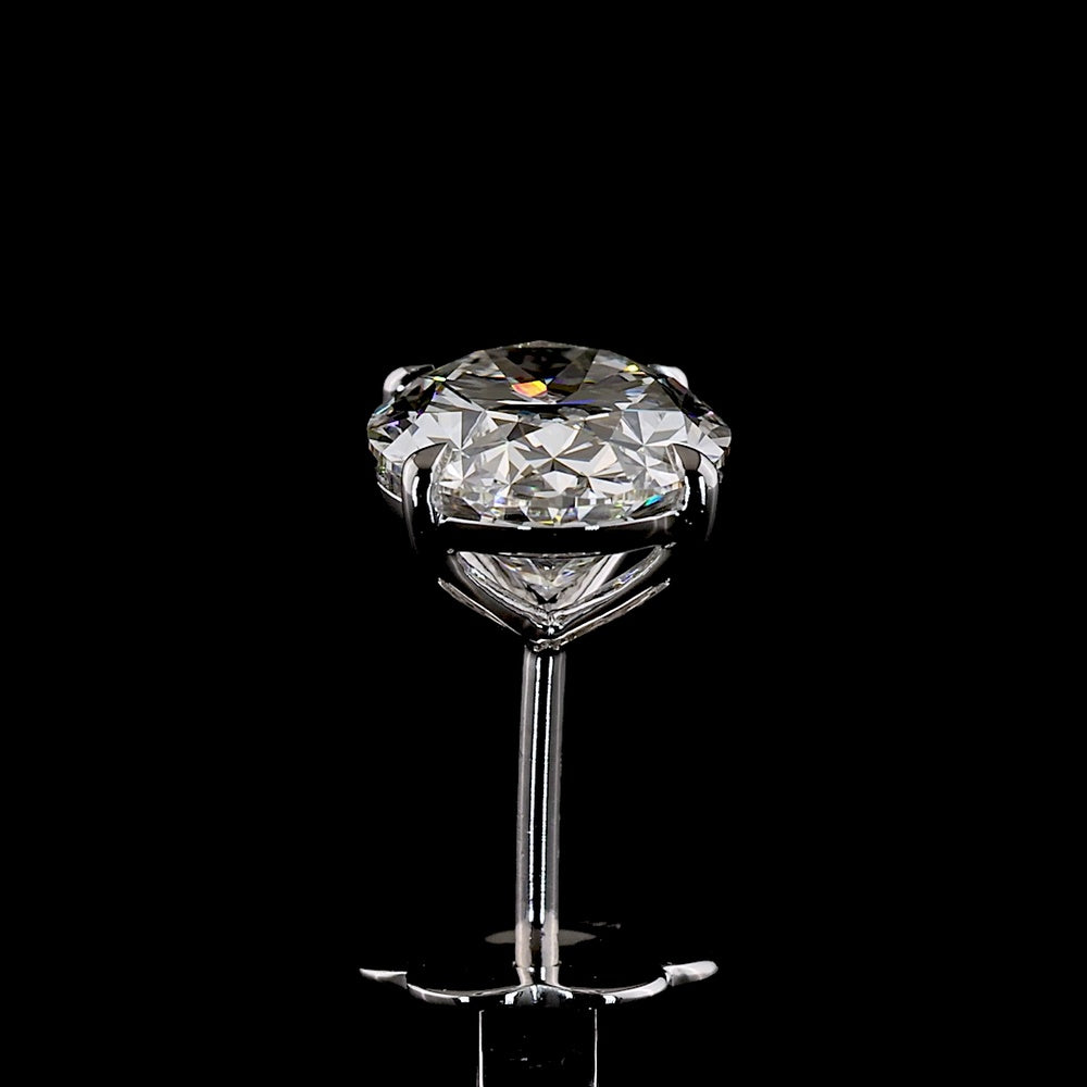 14K White Gold Oval Cut Lab Diamond Stud Earrings - 4.12 Carats Total Diamond Weight, E-F Color VS1 Clarity with North-South Prong Setting - Covaloro Fine Jewelry