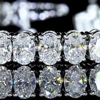 14K White Gold Oval Cut Lab Diamond Tennis Bracelet - 7.00 Carats Total Diamond Weight, 61 Stones E-F Color VS2 Clarity - Covaloro Fine Jewelry