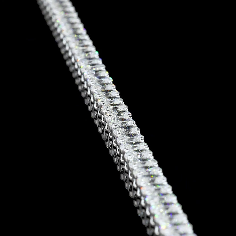14K White Gold Oval Cut Lab Diamond Tennis Bracelet - 7.00 Carats Total Diamond Weight, 61 Stones E-F Color VS2 Clarity - Covaloro Fine Jewelry