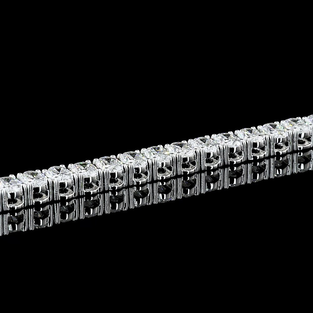 14K White Gold Oval Cut Lab Diamond Tennis Bracelet - 7.00 Carats Total Diamond Weight, 61 Stones E-F Color VS2 Clarity - Covaloro Fine Jewelry