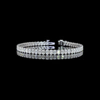 14K White Gold Oval Cut Lab Diamond Tennis Bracelet - 8.68 Carats Total Diamond Weight, 56 Stones E-F Color VS1 Clarity, Prong Set North-South Orientation - Covaloro Fine Jewelry