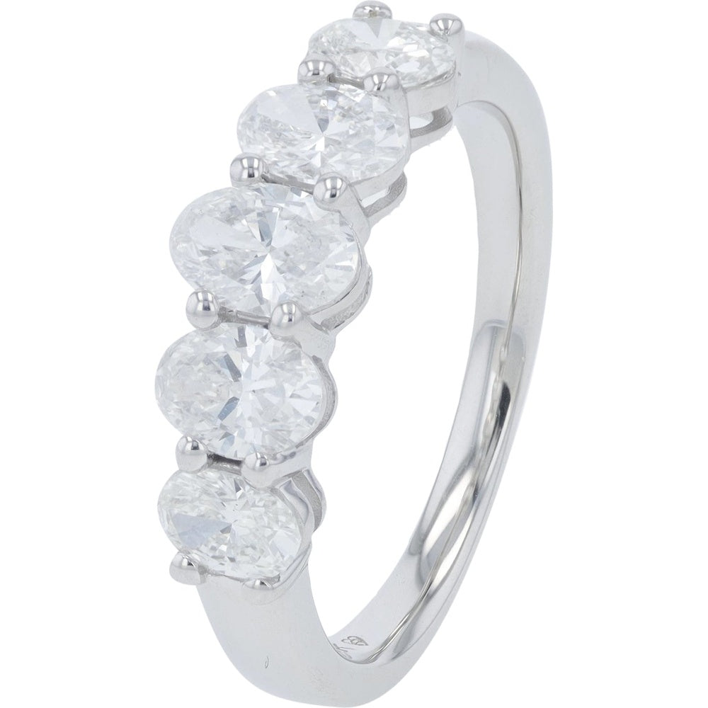 14K White Gold Oval-Cut Lab Grown Diamond Band - 1.50 Carat Total Diamond Weight