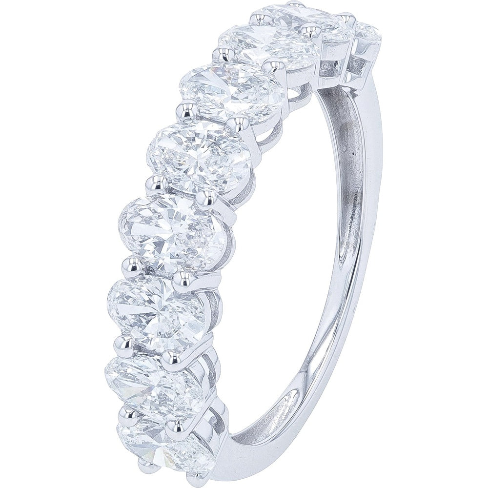 14K White Gold Oval-Cut Lab Grown Diamond Band - 2.25 Carat Total Diamond Weight