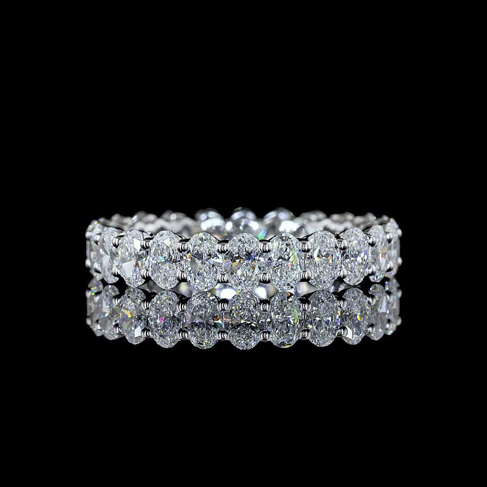14K White Gold Oval Cut Lab-Grown Diamond Eternity Band - 2.50 Carat Total Weight, 24 Stones E-F VS Prong Set - Covaloro Fine Jewelry