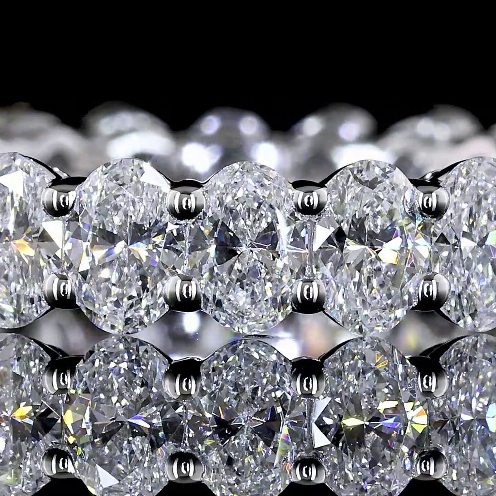 14K White Gold Oval Cut Lab-Grown Diamond Eternity Band - 2.50 Carat Total Weight, 24 Stones E-F VS Prong Set - Covaloro Fine Jewelry
