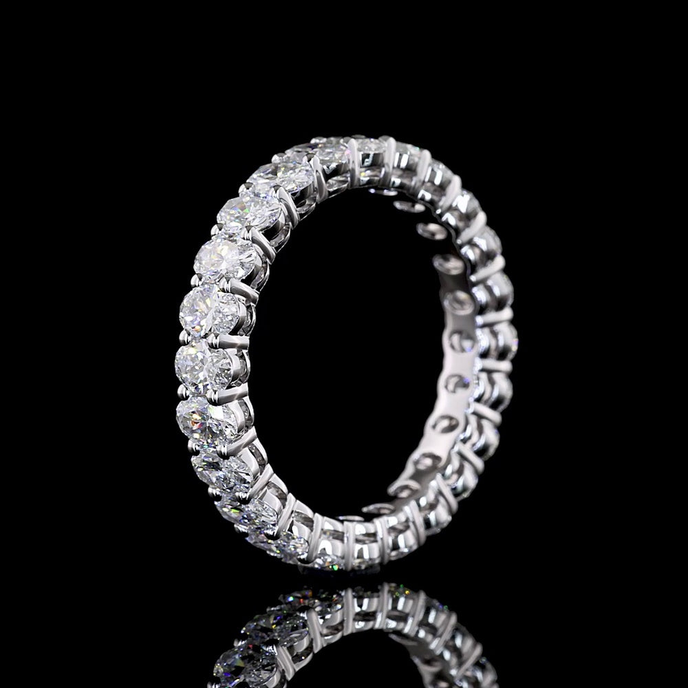 14K White Gold Oval Cut Lab-Grown Diamond Eternity Band - 2.50 Carat Total Weight, 24 Stones E-F VS Prong Set - Covaloro Fine Jewelry