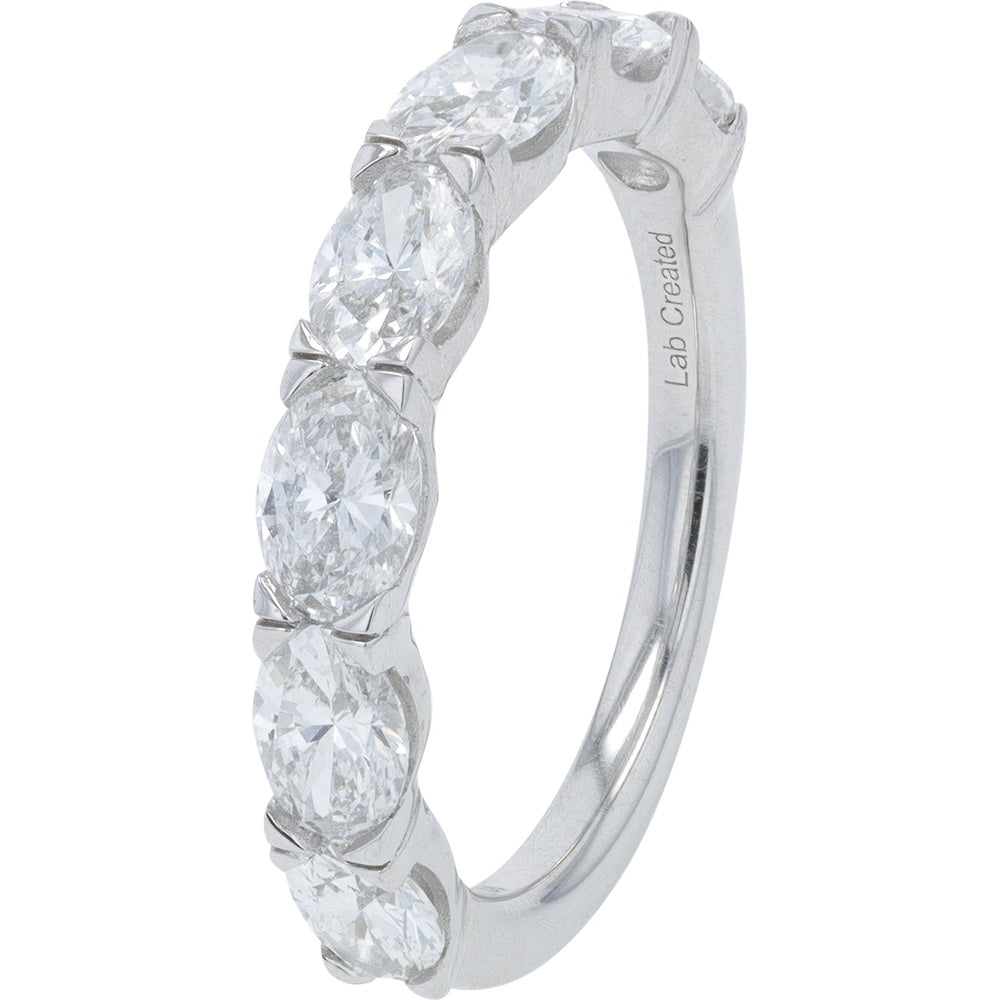 14K White Gold Oval-Cut Lab Grown Diamond Half-Eternity Band - 2.00 Carat Total Diamond Weight