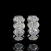 14K White Gold Oval Cut Lab-Grown Diamond Huggie Earrings with Half Bezel Setting - 2.08 Carats Total Diamond Weight - Covaloro Fine Jewelry