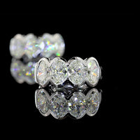 14K White Gold Oval Cut Lab-Grown Diamond Huggie Earrings with Half Bezel Setting - 2.08 Carats Total Diamond Weight - Covaloro Fine Jewelry