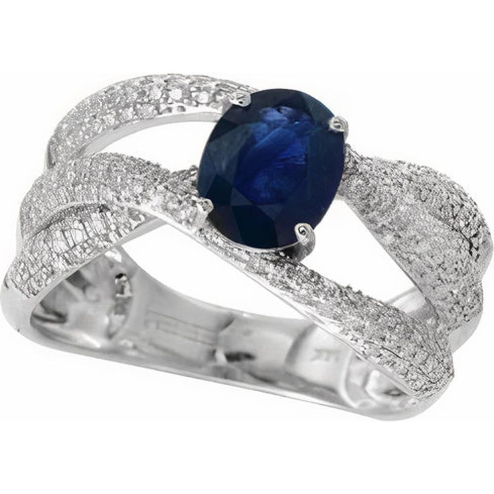 14K White Gold Oval Cut Sapphire and Diamond Ring - 1.42 Carat Sapphire, 0.71 Carat Diamonds