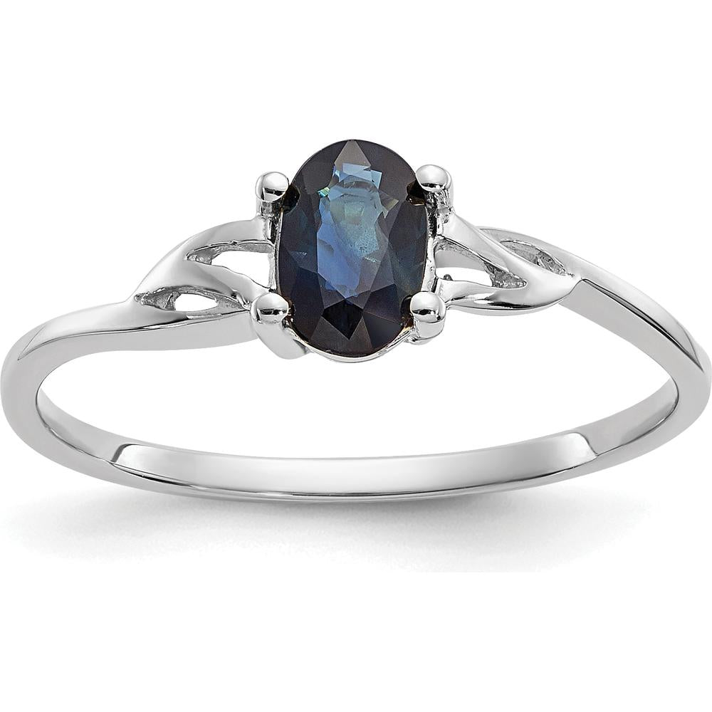 14K White Gold Oval Cut Sapphire Ring with Split Shank Design - 0.68 Carat Natural Blue Sapphire by Oro Pregiato