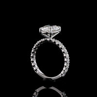 14K White Gold Oval Cut Solitaire Diamond Shank Ring with D VVS2 Center and Graduated Brilliant Side Stones - 3.95 Carat Total Weight (IGI Certified) - Covaloro Fine Jewelry