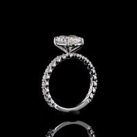 14K White Gold Oval Cut Solitaire Diamond Shank Ring with D VVS2 Center and Graduated Brilliant Side Stones - 3.95 Carat Total Weight (IGI Certified) - Covaloro Fine Jewelry
