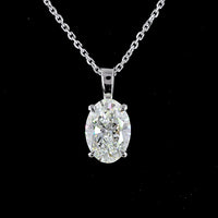 14K White Gold Oval Cut Solitaire Pendant with Lab-Grown Diamond - 1.54 Carat Total Diamond Weight, G Color VS1 Clarity - Covaloro Fine Jewelry