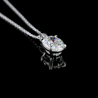 14K White Gold Oval Cut Solitaire Pendant with Lab-Grown Diamond - 1.54 Carat Total Diamond Weight, G Color VS1 Clarity - Covaloro Fine Jewelry