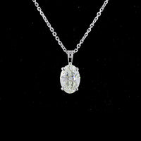 14K White Gold Oval Cut Solitaire Pendant with Prong Set Lab Diamond - 1.00 Carat Total Weight, G-H Color, VS1 Clarity - Covaloro Fine Jewelry