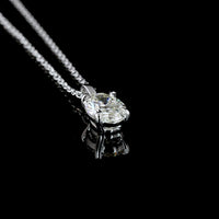 14K White Gold Oval Cut Solitaire Pendant with Prong Set Lab Diamond - 1.00 Carat Total Weight, G-H Color, VS1 Clarity - Covaloro Fine Jewelry