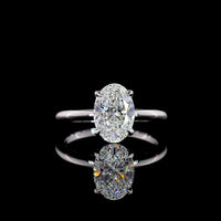 14K White Gold Oval Cut Solitaire Ring featuring 2.07 Carat Lab-Grown Diamond with E-F Color and VVS2 Clarity - IGI Certified - Covaloro Fine Jewelry