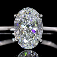 14K White Gold Oval Cut Solitaire Ring with 1.78 Carat E-F VVS2 Lab Grown Diamond - IGI Certified - Covaloro Fine Jewelry