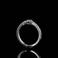 14K White Gold Oval Cut Solitaire Shank Ring with Bezel Center and Accent Diamonds - 0.76 Carat Total Weight, Lab Grown E VS1 Diamonds - Covaloro Fine Jewelry