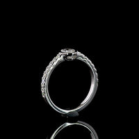 14K White Gold Oval Cut Solitaire Shank Ring with Bezel Center and Accent Diamonds - 0.76 Carat Total Weight, Lab Grown E VS1 Diamonds - Covaloro Fine Jewelry