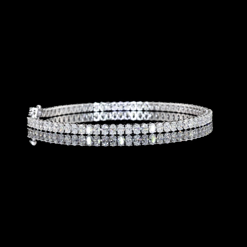 14K White Gold Oval Cut Tennis Bracelet with 72 Lab Diamonds - 5.06 Total Carat Weight, E-F Color VS2 Clarity - Covaloro Fine Jewelry