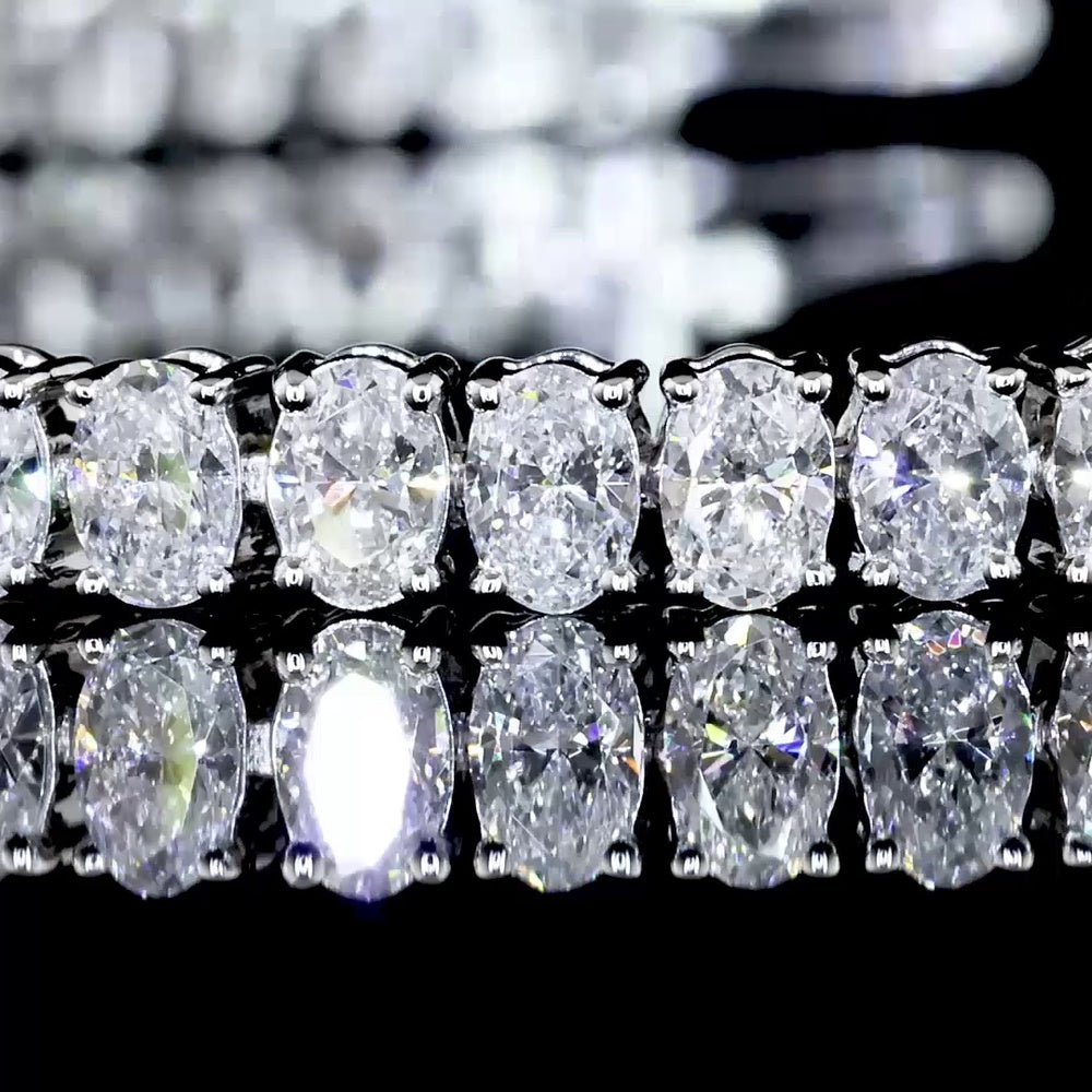 14K White Gold Oval Cut Tennis Bracelet with 72 Lab Diamonds - 5.06 Total Carat Weight, E-F Color VS2 Clarity - Covaloro Fine Jewelry
