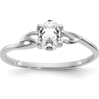 14K White Gold Oval-Cut White Topaz Ring with Openwork Band - 0.55 Carat Natural Gemstone by Oro Pregiato