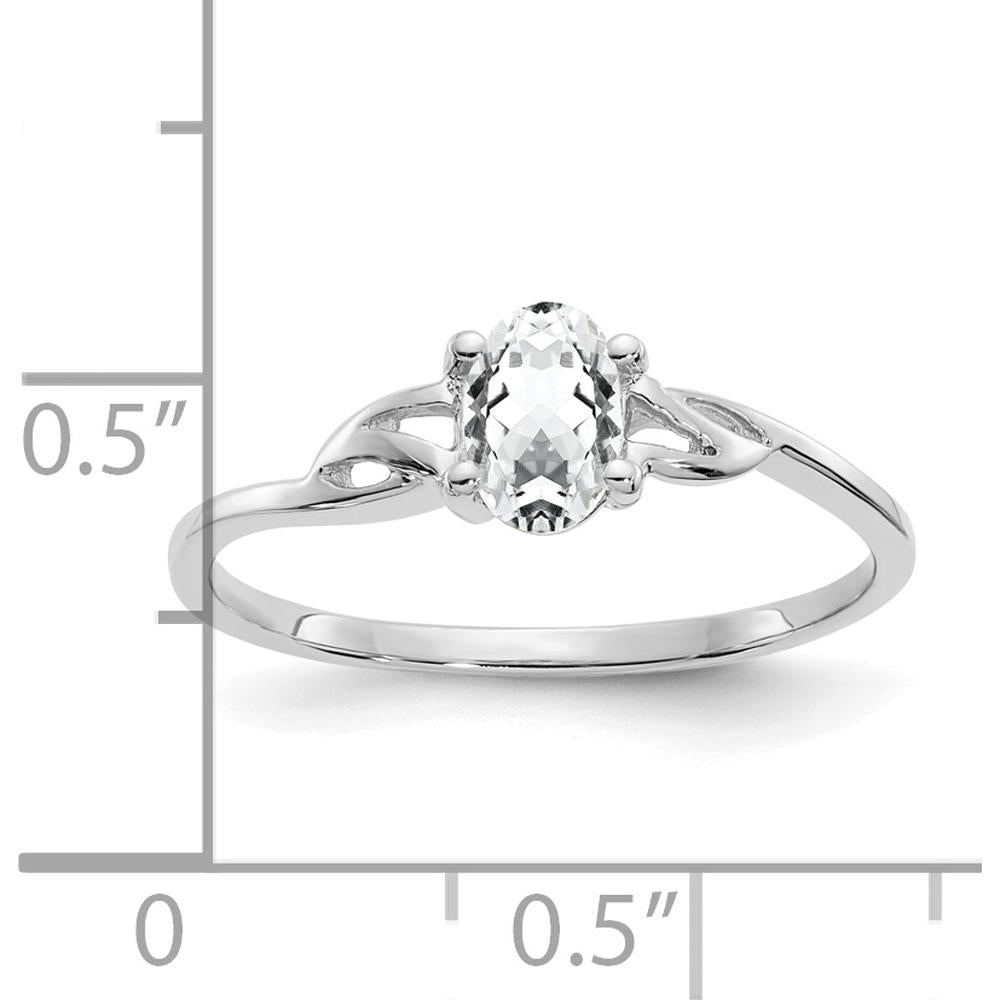 14K White Gold Oval-Cut White Topaz Ring with Openwork Band - 0.55 Carat Natural Gemstone by Oro Pregiato