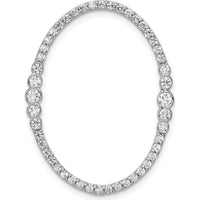 14K White Gold Oval Diamond Chain Slide with Round Natural Diamonds - 0.75 Carat Total Diamond Weight by Monteluci Fine Jewelry