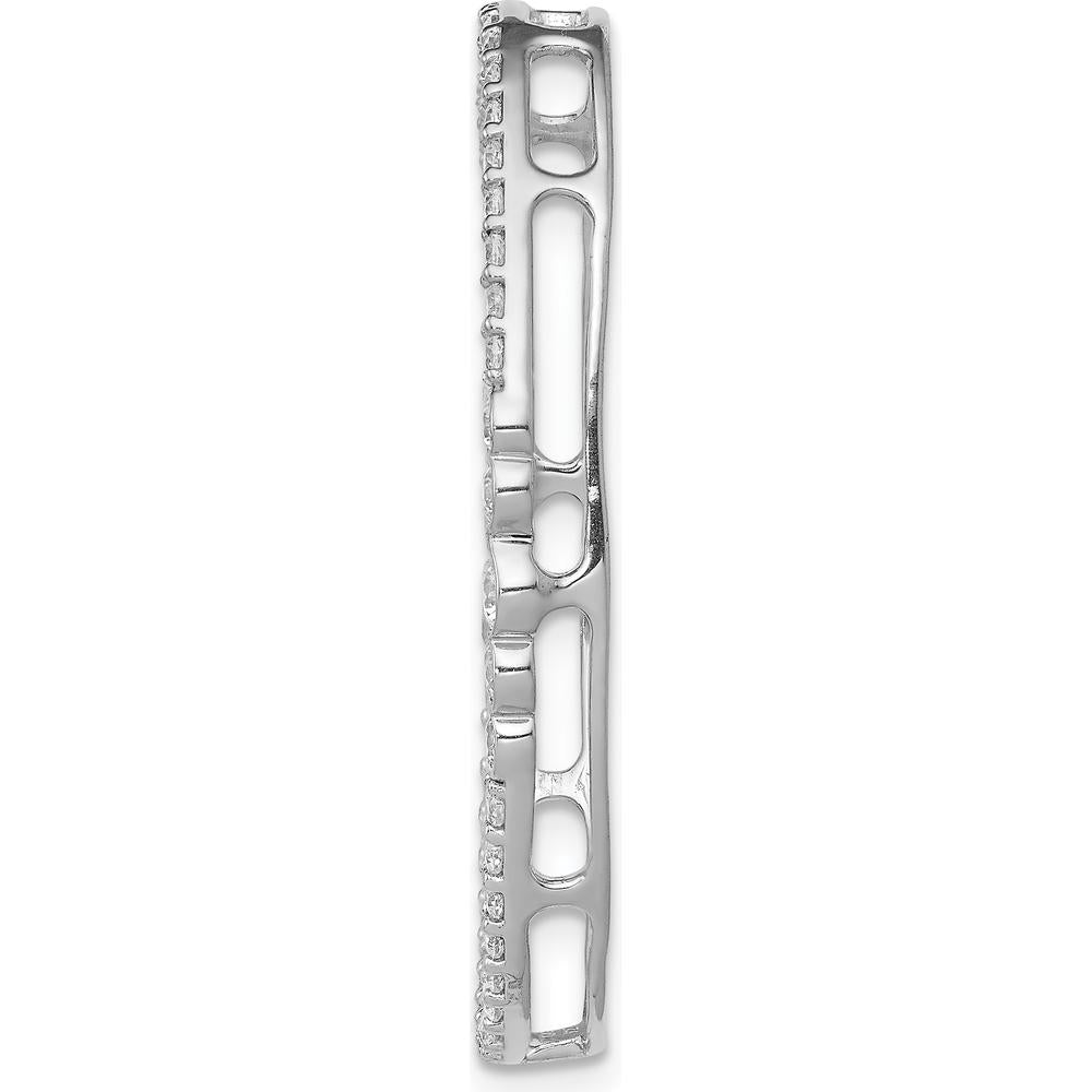 14K White Gold Oval Diamond Chain Slide with Round Natural Diamonds - 0.75 Carat Total Diamond Weight by Monteluci Fine Jewelry