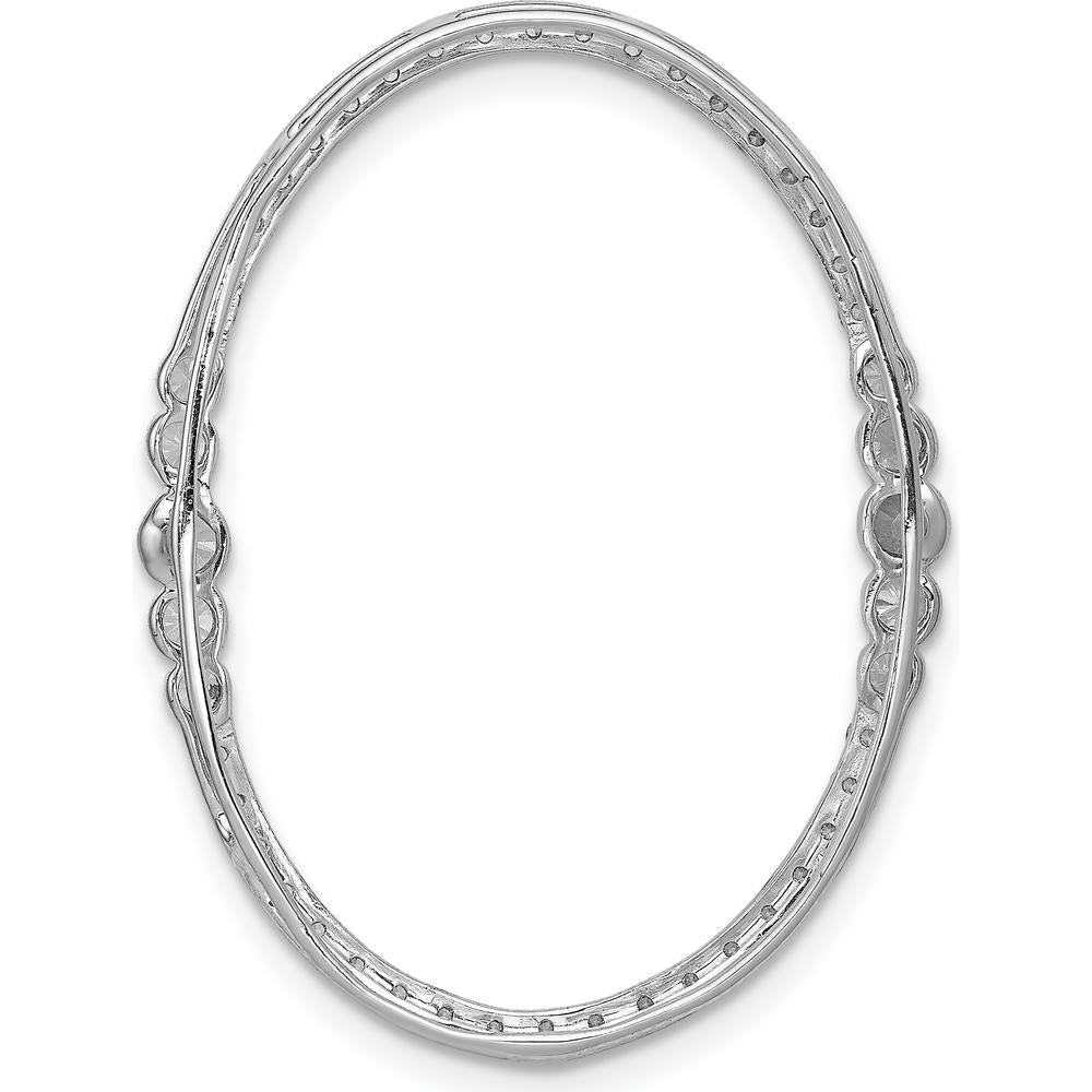 14K White Gold Oval Diamond Chain Slide with Round Natural Diamonds - 0.75 Carat Total Diamond Weight by Monteluci Fine Jewelry