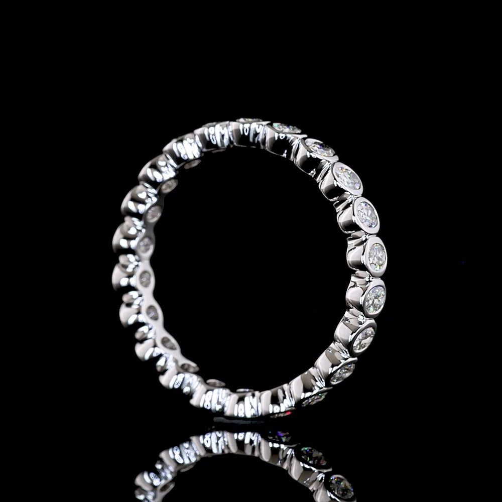 14K White Gold Oval Diamond Eternity Band with Bezel Set Natural Diamonds - 1.10 Carat Total Diamond Weight - Covaloro Fine Jewelry
