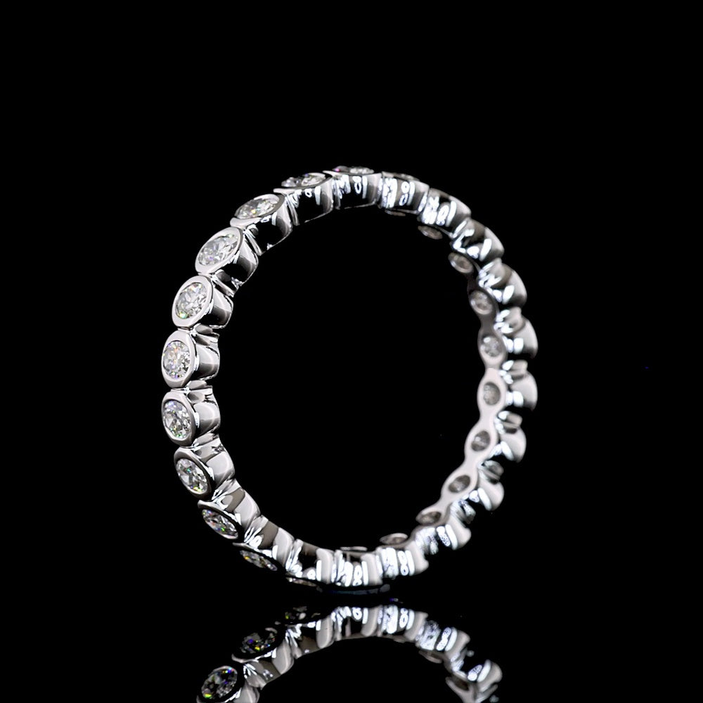 14K White Gold Oval Diamond Eternity Band with Bezel Set Natural Diamonds - 1.10 Carat Total Diamond Weight - Covaloro Fine Jewelry