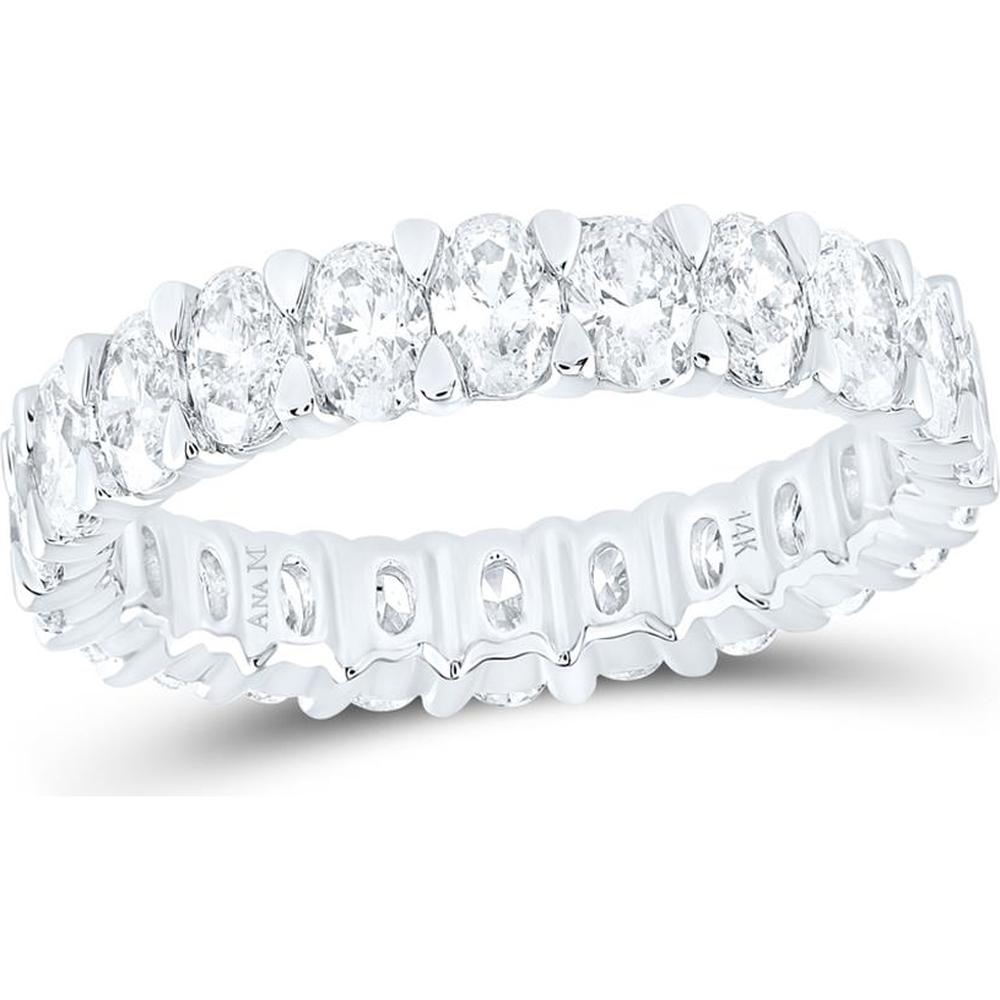 14K White Gold Oval Diamond Eternity Band with Prong-Set Diamonds - 3-1/4 Carat Total Diamond Weight