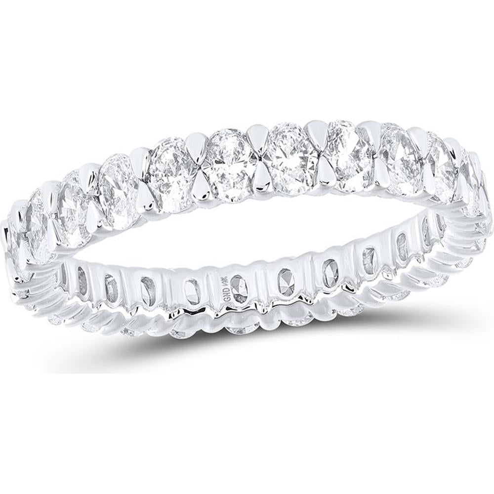 14K White Gold Oval Diamond Eternity Band with Prong-Set Oval Diamonds - 2.15 Carat Total Diamond Weight