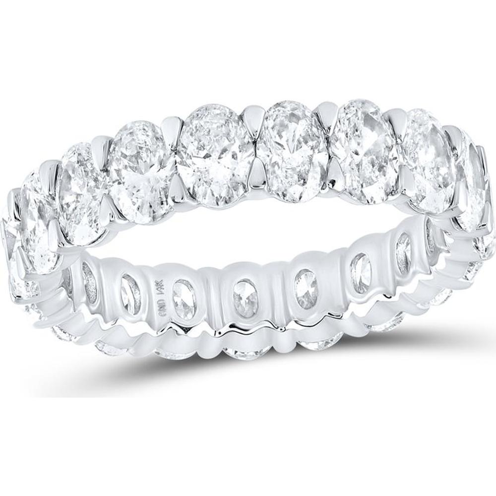 14K White Gold Oval Diamond Eternity Wedding Band with 4.62 Carat Total Diamond Weight