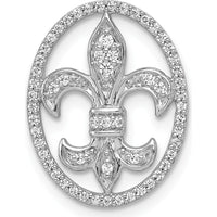 14K White Gold Oval Diamond Fleur de Lis Pendant with Round Diamonds - 1/5 Carat Total Diamond Weight by Monteluci Fine Jewelry