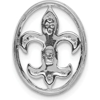 14K White Gold Oval Diamond Fleur de Lis Pendant with Round Diamonds - 1/5 Carat Total Diamond Weight by Monteluci Fine Jewelry