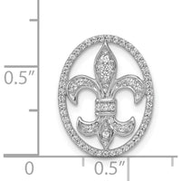 14K White Gold Oval Diamond Fleur de Lis Pendant with Round Diamonds - 1/5 Carat Total Diamond Weight by Monteluci Fine Jewelry